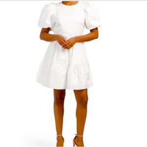 NWT $140 Women’s ENDLESS ROSE White Puff Sleeve Open Back Mini Dress Price FIRM!